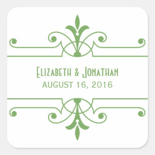 Pegatina Cuadrada Green v2 Fancy Ornamental Wedding Stickers