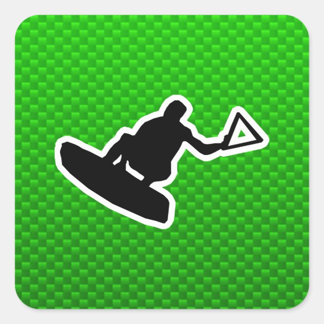 Pegatina Cuadrada Green Wakeboarder (Anverso)