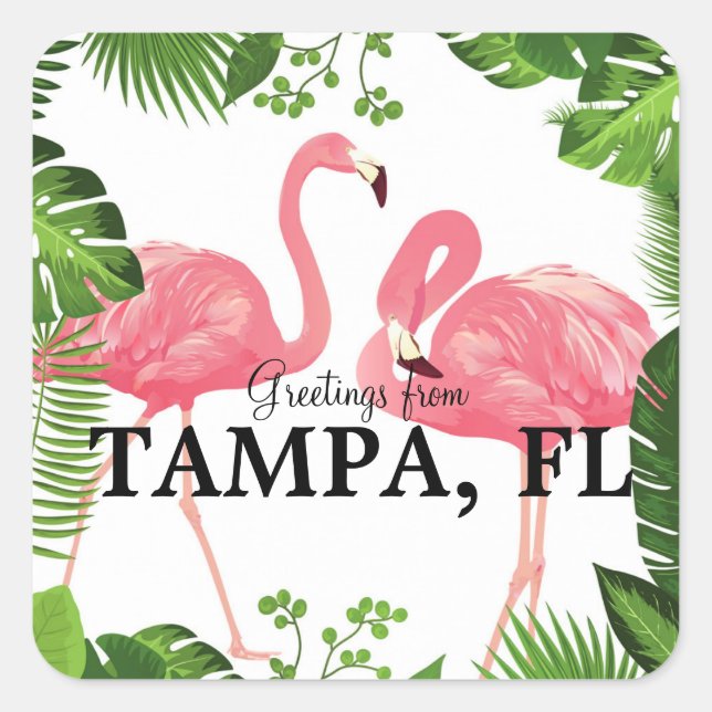 Pegatina Cuadrada Greetings from Tampa, Florida (Anverso)