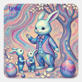 Pegatina Cuadrada GRETA ~ BUNNY ORIENTAL y sus hijos ~