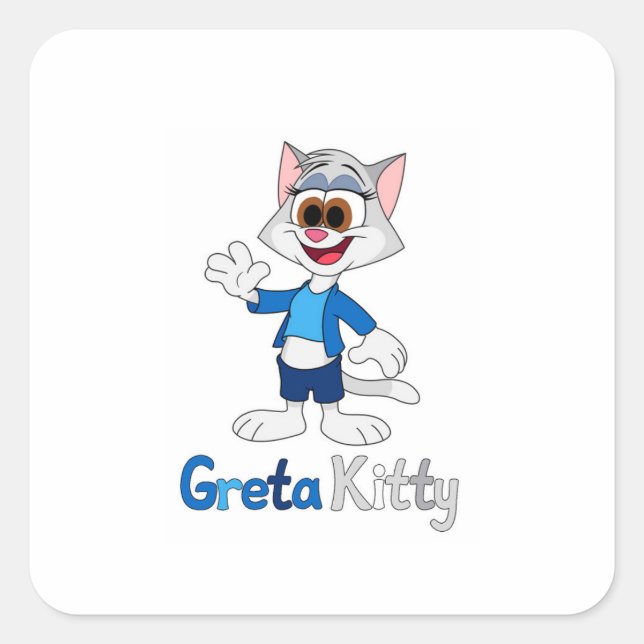 Pegatina cuadrada Greta Kitty (Anverso)