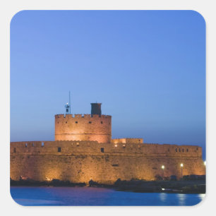 Pegatina Cuadrada GRIEGO, Islas del Dodecaneso, RODAS, Ciudad de Rod