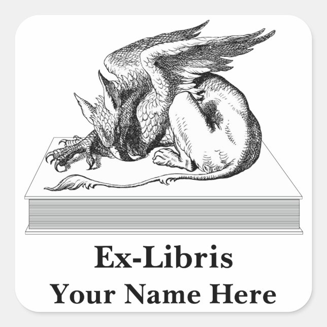 Pegatina Cuadrada Griffin en el libro (Anverso)