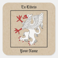 Griffin Rampant Argent Bookplate