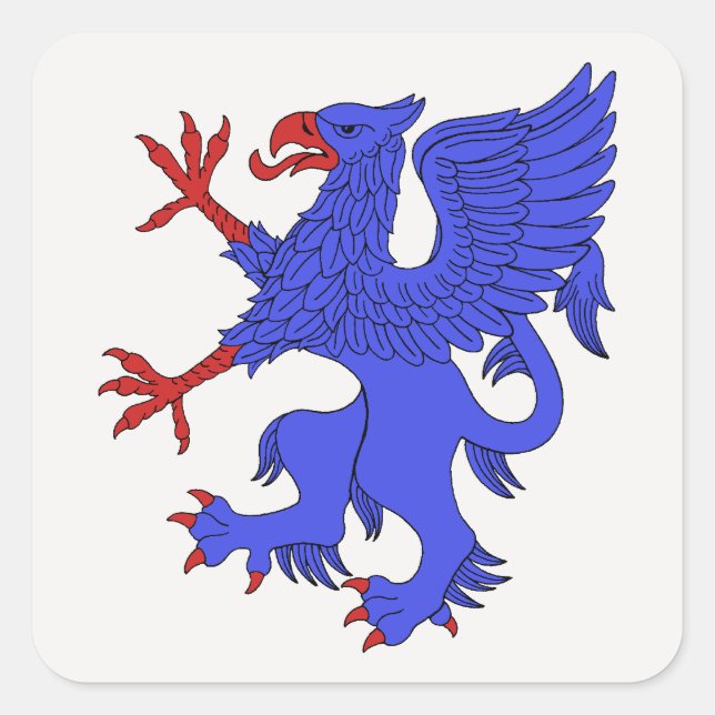 Pegatina Cuadrada Griffin Rampant Azure (Anverso)