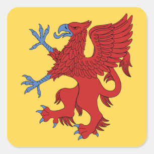 Pegatina Cuadrada Griffin Rampant Gules