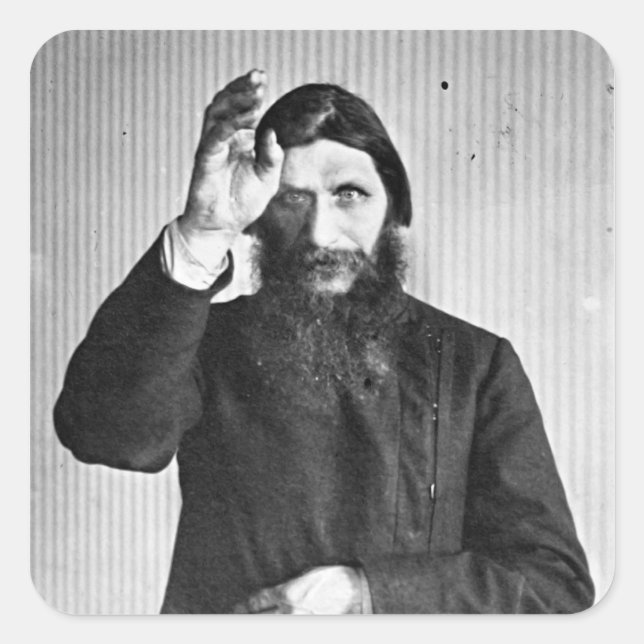 Pegatina Cuadrada Grigori ruso Yefimovich Rasputin (Anverso)