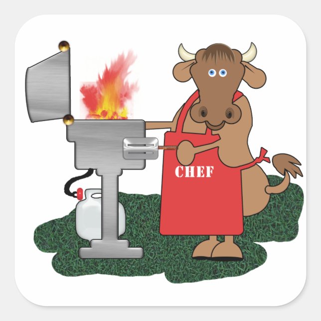 Pegatina Cuadrada Grill (Anverso)