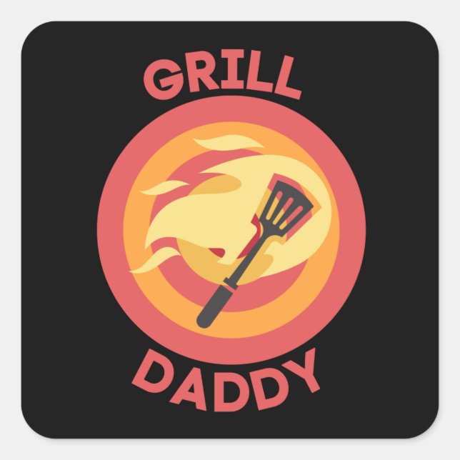 PEGATINA CUADRADA GRILL DADDY (Anverso)