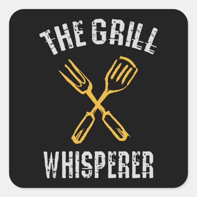Pegatina Cuadrada Grill Whisperer (Anverso)
