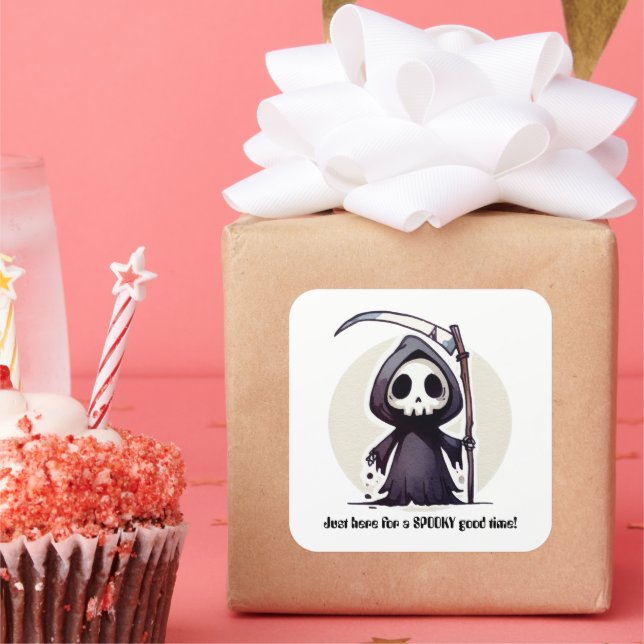 Pegatina Cuadrada Grim Reaper - Personalizado (Fiesta)