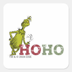 Pegatina Cuadrada Grinch   Ho Ho Ho Ho