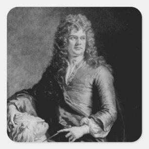 Pegatina Cuadrada Grinling Gibbons, grabado por J. Smith