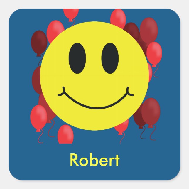 Pegatina Cuadrada Grinning Face with Red Balloons Personalizado (Anverso)