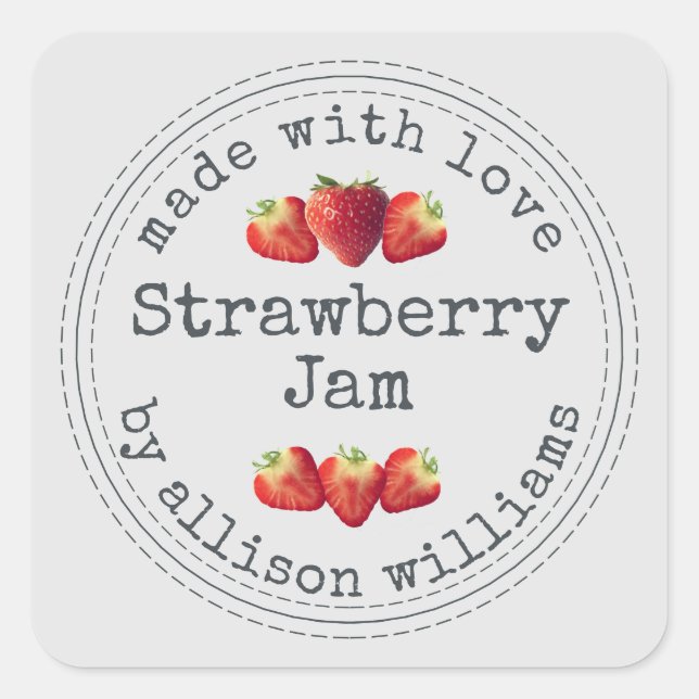 Pegatina Cuadrada Gris de frambuesa casera y ruidoso (Anverso)