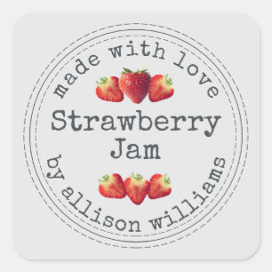 Pegatina Cuadrada Gris de frambuesa casera y ruidoso