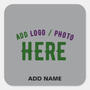 PEGATINA CUADRADA GRIS DE PERSONALIZABLE MODERNO ELEGANTE VERIFICADO