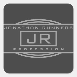 Pegatina Cuadrada Gris geométrico deportivo masculino y grises oscur