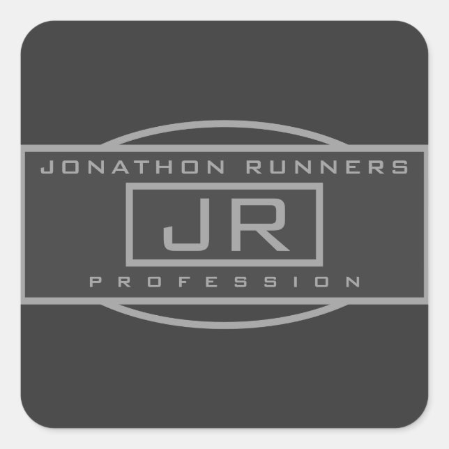 Pegatina Cuadrada Gris geométrico deportivo masculino y grises oscur (Anverso)