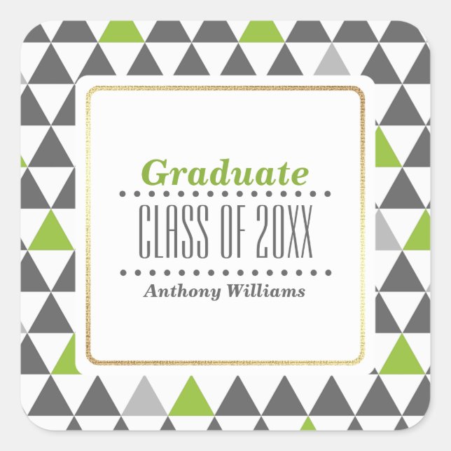 Pegatina Cuadrada Gris | Graduación del Personalizado de patrones ge (Anverso)