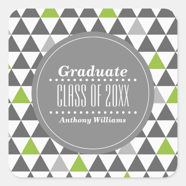 Pegatina Cuadrada Gris | Graduación del Personalizado de patrones ge (Anverso)