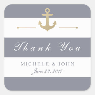 Pegatina Cuadrada Gris White Striped Gracias Favor A Los Pegatinas