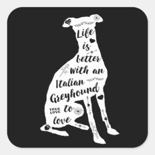 Pegatina Cuadrada grisón italiano diseño perro galgo italiano