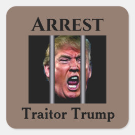 Pegatina Cuadrada Gritando Cabeza De Trump Delante De Las Prisiones