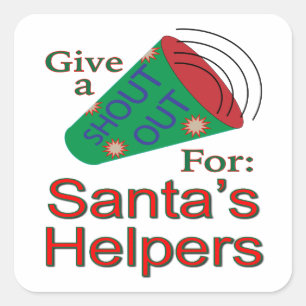 Pegatina Cuadrada Gritos a los ayudantes de Santa Claus