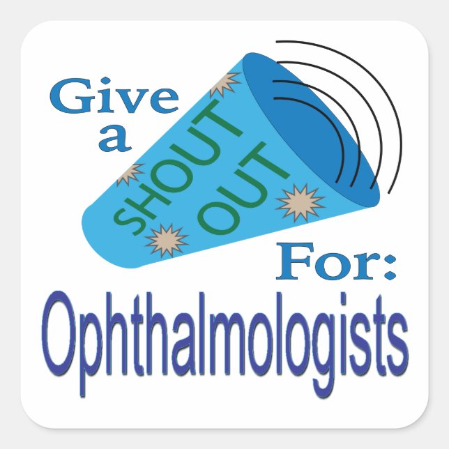 Pegatina Cuadrada Gritos a los oftalmólogos (Anverso)