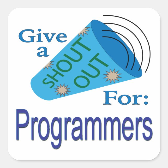 Pegatina Cuadrada Gritos a los programadores (Anverso)