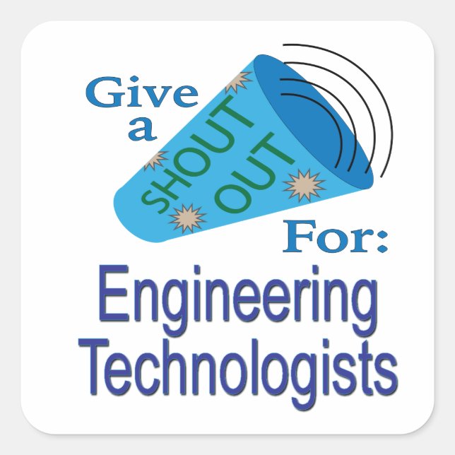 Pegatina Cuadrada Gritos a los técnicos de ingeniería (Anverso)