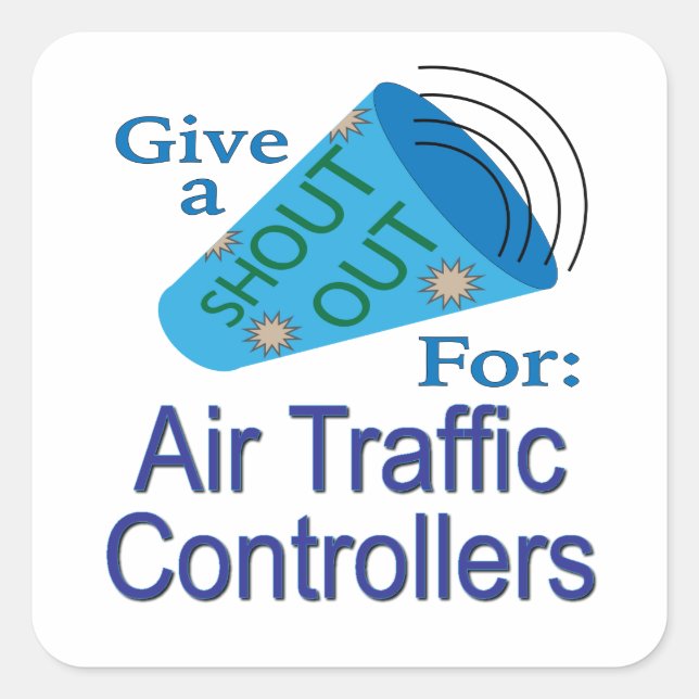 Pegatina Cuadrada Gritos para controladores de tráfico aéreo (Anverso)