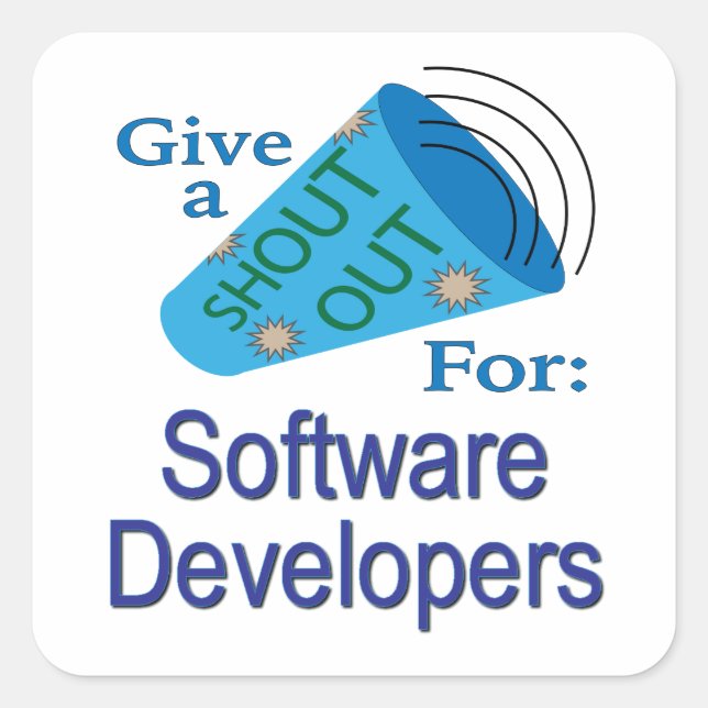 Pegatina Cuadrada Gritos para desarrolladores de software (Anverso)