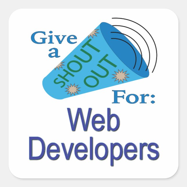 Pegatina Cuadrada Gritos para desarrolladores web (Anverso)