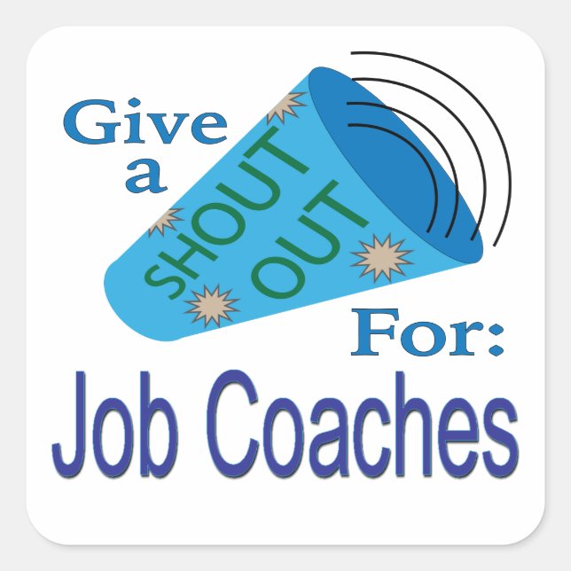 Pegatina Cuadrada Gritos para entrenadores de trabajo (Anverso)