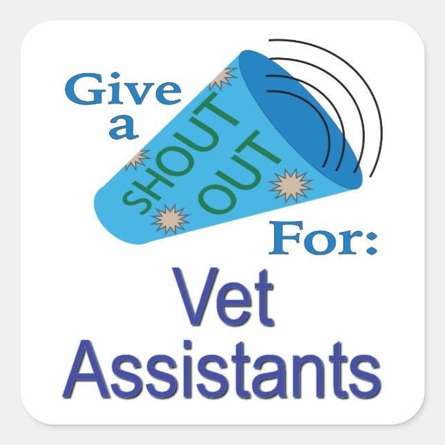 Pegatina Cuadrada Gritos para los asistentes de veterinaria (Anverso)