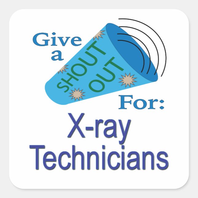 Pegatina Cuadrada Gritos para técnicos de rayos X (Anverso)
