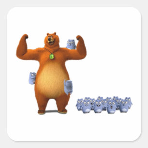 Pegatina Cuadrada Grizzy y lemming