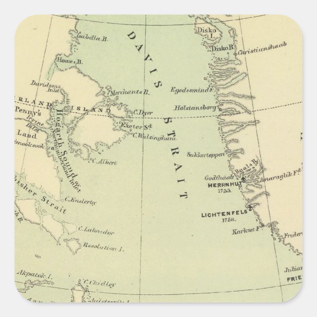 Pegatina Cuadrada Groenlandia, Labrador (Anverso)