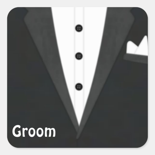 Pegatina Cuadrada Groom Tux (Anverso)