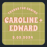 Pegatina Cuadrada Groovy Bold Green Pink Red Funky<br><div class="desc">Groovy Bold Green Yellow Red Funky</div>