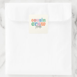 Pegatina Cuadrada Groovy Cousin Crew Personalizado