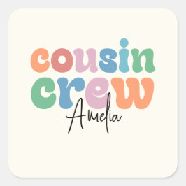 Pegatina Cuadrada Groovy Cousin Crew Personalizado