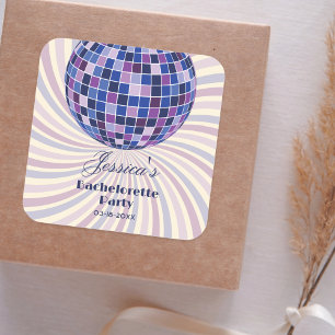 Pegatina Cuadrada Groovy Last Disco Bachelorette de Retro 70