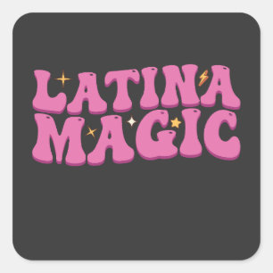 Pegatina Cuadrada Groovy Latina Magic Cute Pink