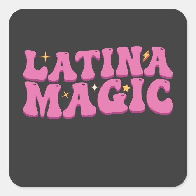 Pegatina Cuadrada Groovy Latina Magic Cute Pink (Anverso)