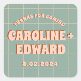 Pegatina Cuadrada Groovy Negrita Azul Rosa Rojo Funky 