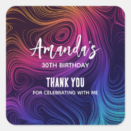 Pegatina Cuadrada Groovy Resumen Fiesta de Guay Swirls and Circles