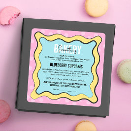 Pegatina Cuadrada Groovy Retro Divertido colorido pastelero Chef Ley